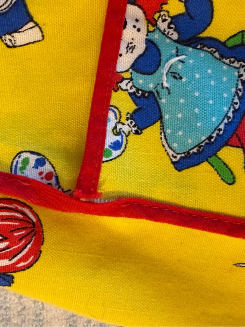 Vintage Kids Yellow Artist Smock with Red Trim